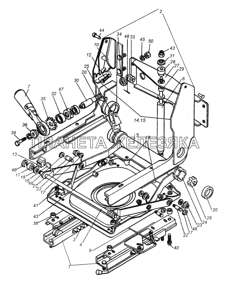 Механизм подрессоривания сиденья водителя КамАЗ-6522