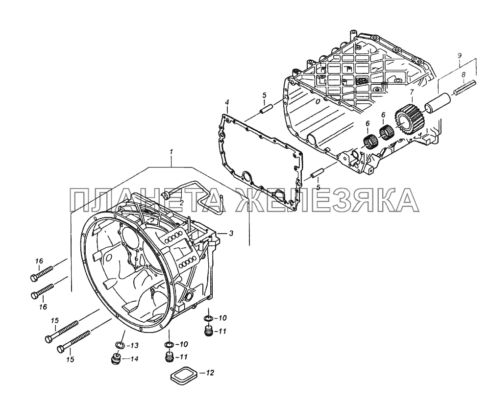 Установка картера сцепления КамАЗ-6522
