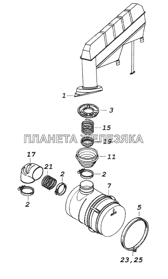 Установка воздушного фильтра КамАЗ-6522