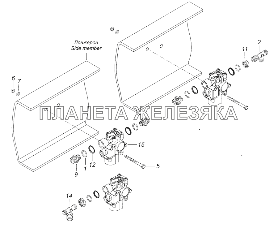 6520-3500042-41 Установка модуляторов АБС КамАЗ-65226