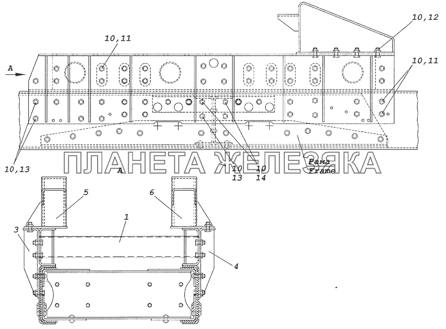 65226-2800040-10 Установка надрамника КамАЗ-65226