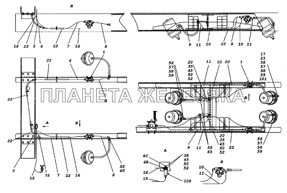 Установка пневмоуправления системой АБС КамАЗ-65226