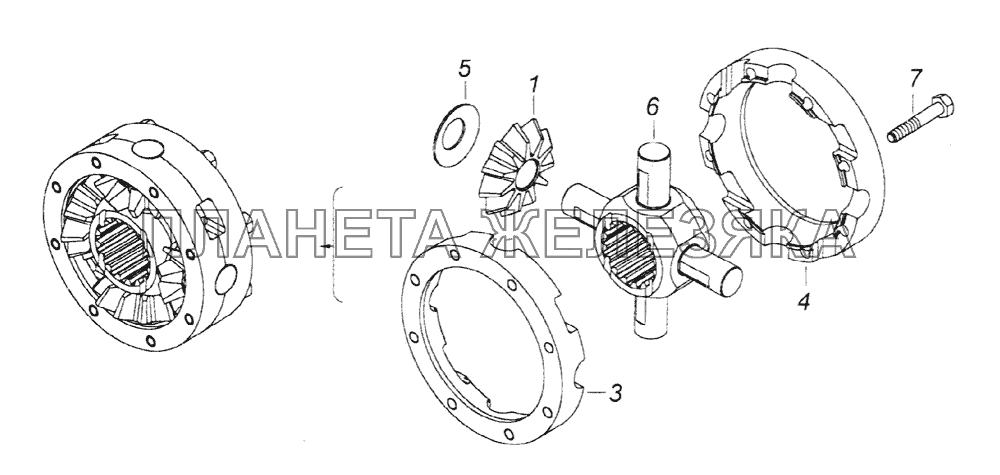 Межосевой дифференциал среднего моста КамАЗ-65226