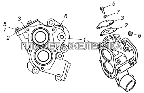 Коробка водяная в сборе КамАЗ-6540