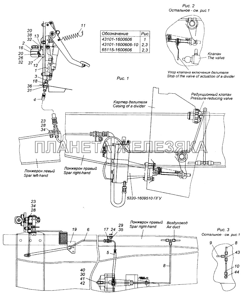 Установка педали и привода выключения сцепления КамАЗ-6540