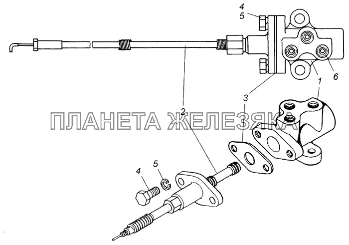 Кран управления делителем передач с тросом в сборе КамАЗ-6540