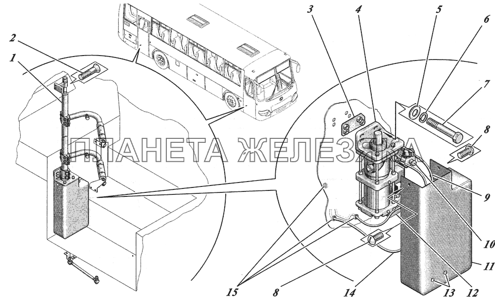  Установка механизмов открытия дверей 4230-6108010 КАВЗ-4238 