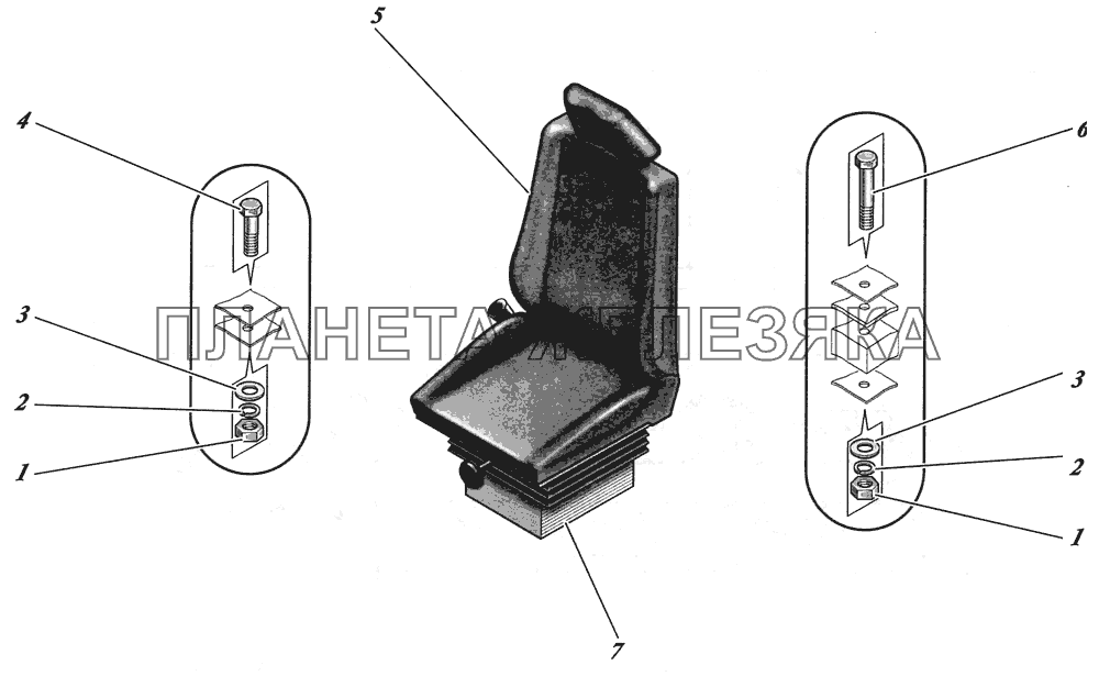  Установка сидения водителя 4235-6807002 КАВЗ-4238 