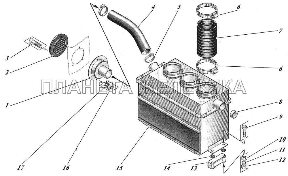  Установка отопителей лобовых стекол 4235-8102002 КАВЗ-4238 