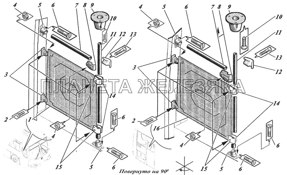  Установка поручней 4238-8200002 КАВЗ-4238 