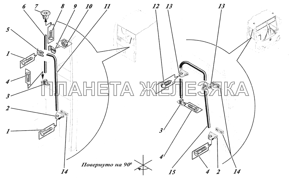  Установка поручней 4238-8200002 КАВЗ-4238 