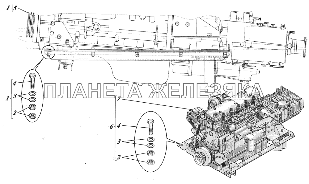  Установка силового агрегата 4238-1001001, силового агрегата 4238-01-1001001 КАВЗ-4238 