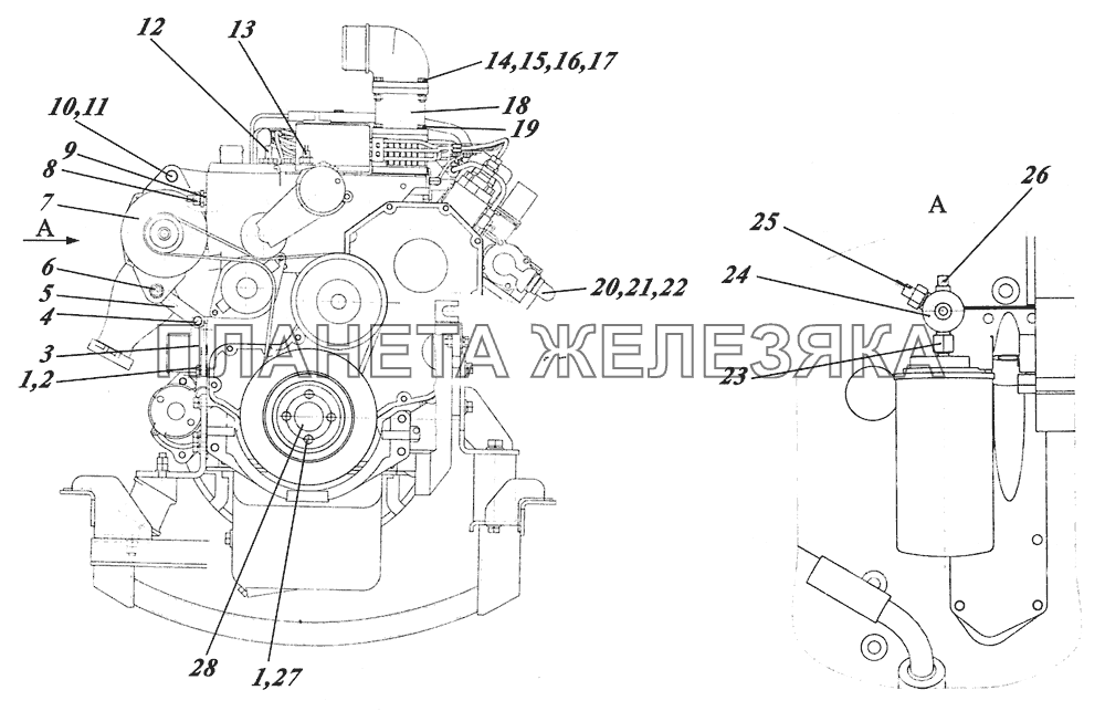  Силовой агрегат 4238-1000250 КАВЗ-4238 