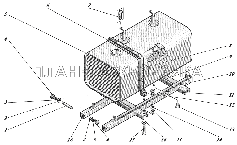  Установка топливного бака 4238-1101002-20 КАВЗ-4238 