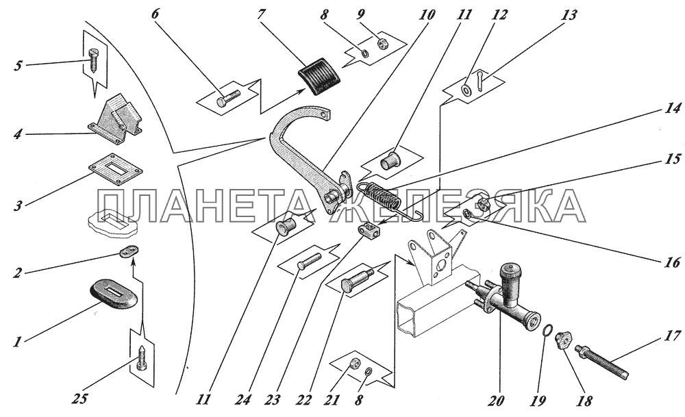  Установка привода управления сцеплением 4238-1602002 КАВЗ-4238 