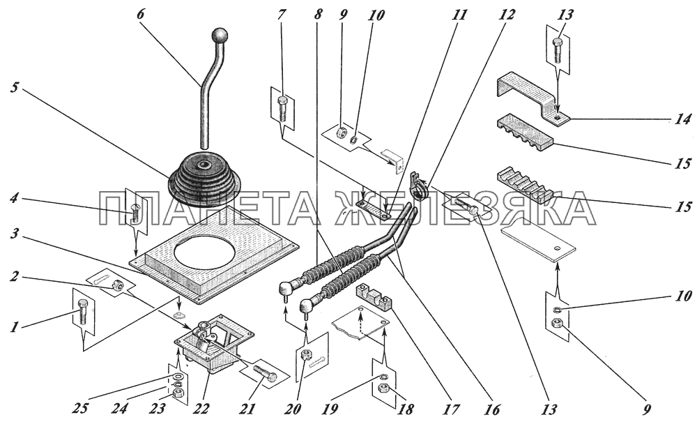  Установка привода управления КПП ZF 6S700BO 4238-1703002 КАВЗ-4238 