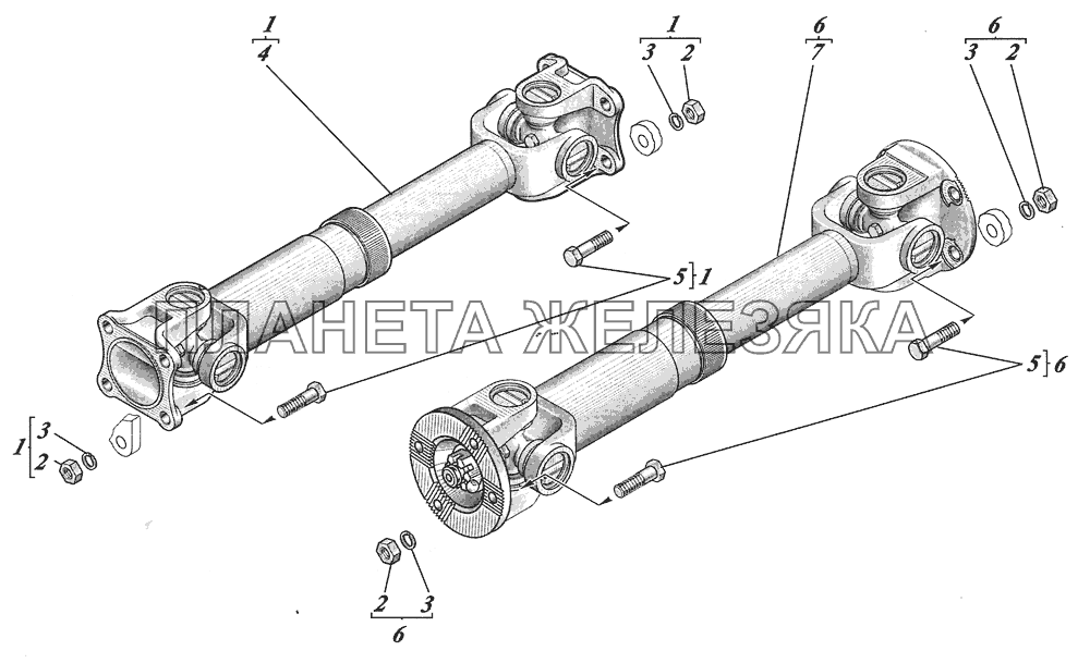  Установка карданного вала 4238-2200005, 4238-01-2200005 КАВЗ-4238 