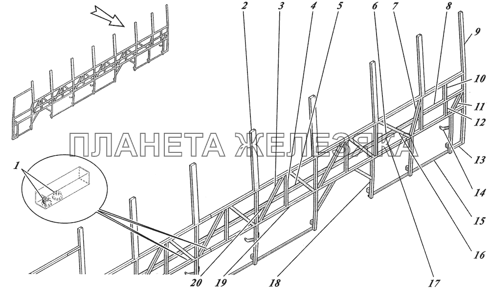  Каркас боковины левой 4238-5401011 КАВЗ-4238 