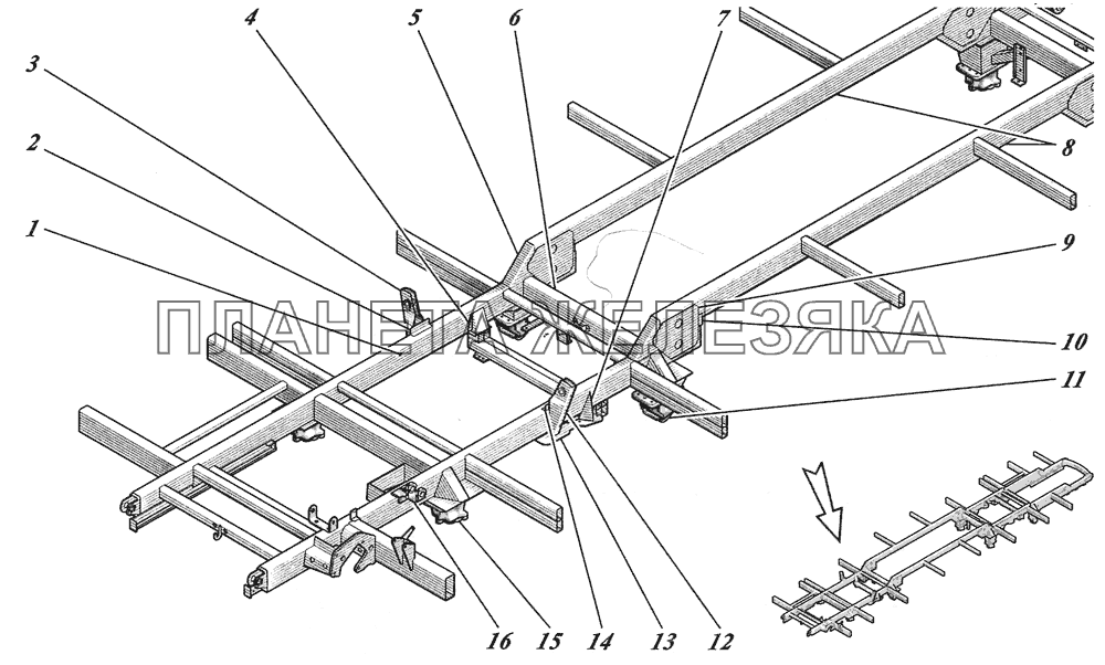  Каркас основания 4238-5101010 КАВЗ-4238 