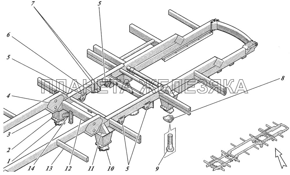  Каркас основания 4238-5101010 КАВЗ-4238 