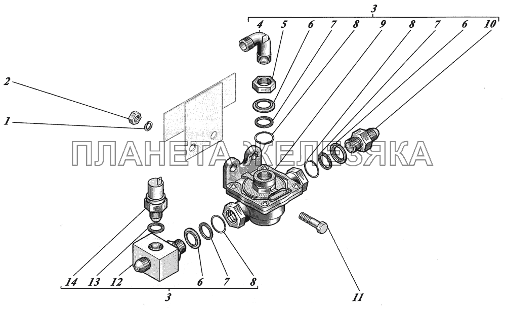  Установка клапана быстрого оттормаживания заднего 4230-3518060 КАВЗ-4238 