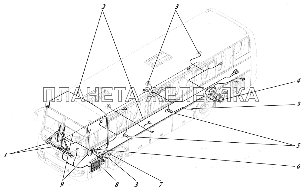  Установка электрооборудования автобуса 4238-3700012, 4238-01-3700012 КАВЗ-4238 