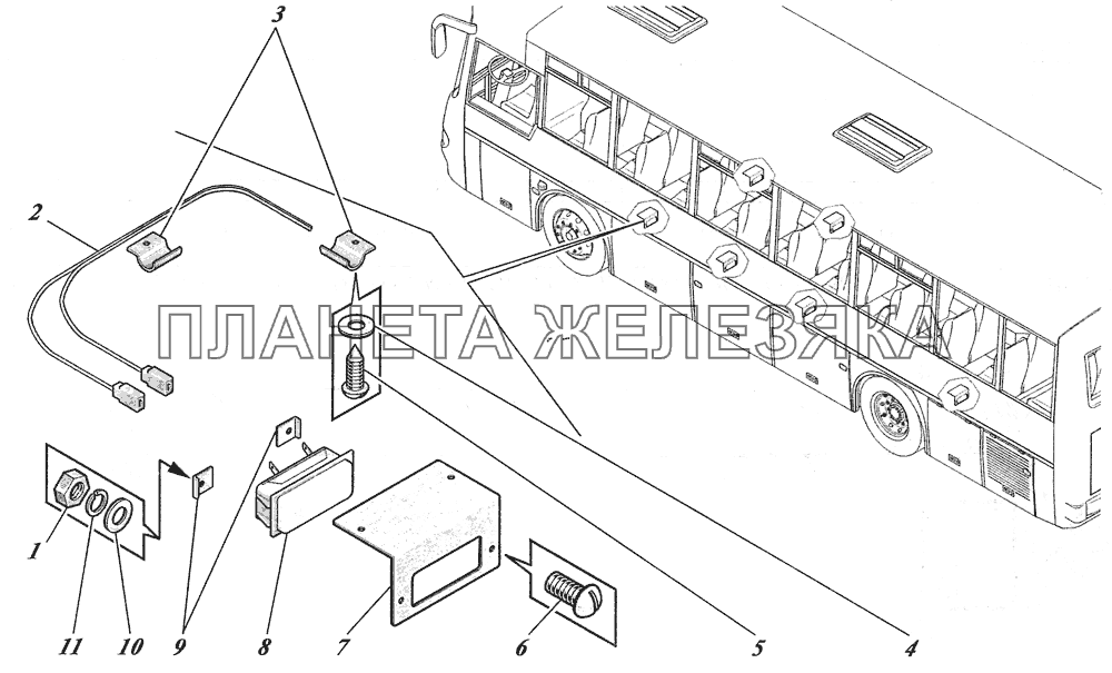  Установка плафонов освещения багажников 4238-3714508 КАВЗ-4238 