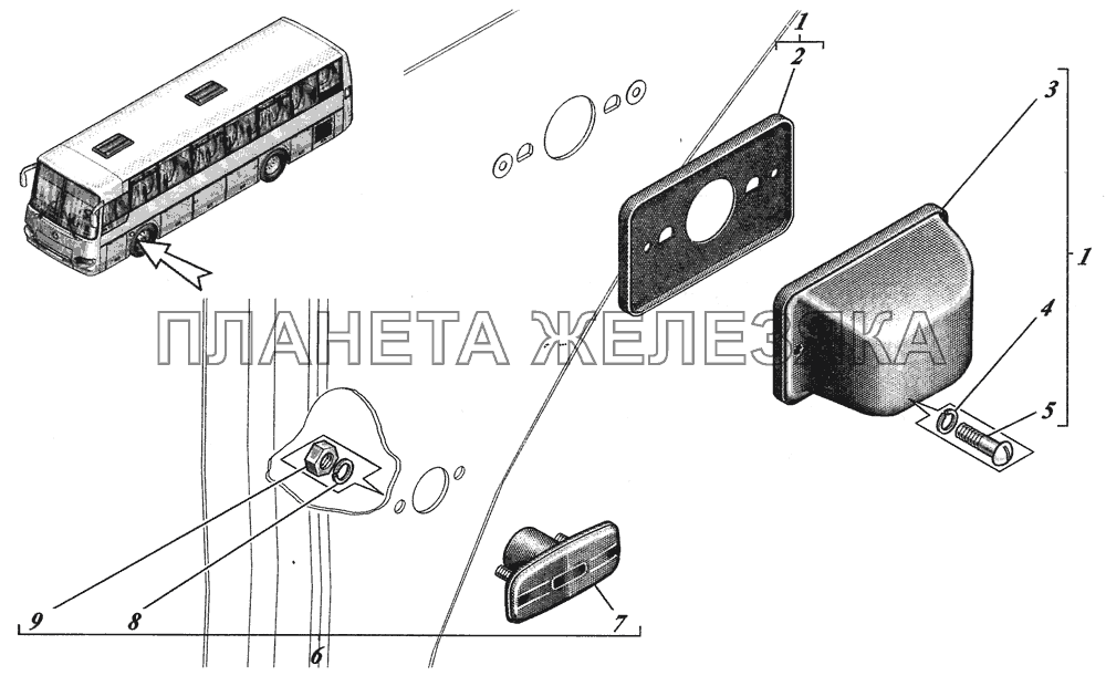  Установка боковых повторителей 4230-3726001, Установка боковых габаритных фонарей 4238-3731001 КАВЗ-4238 