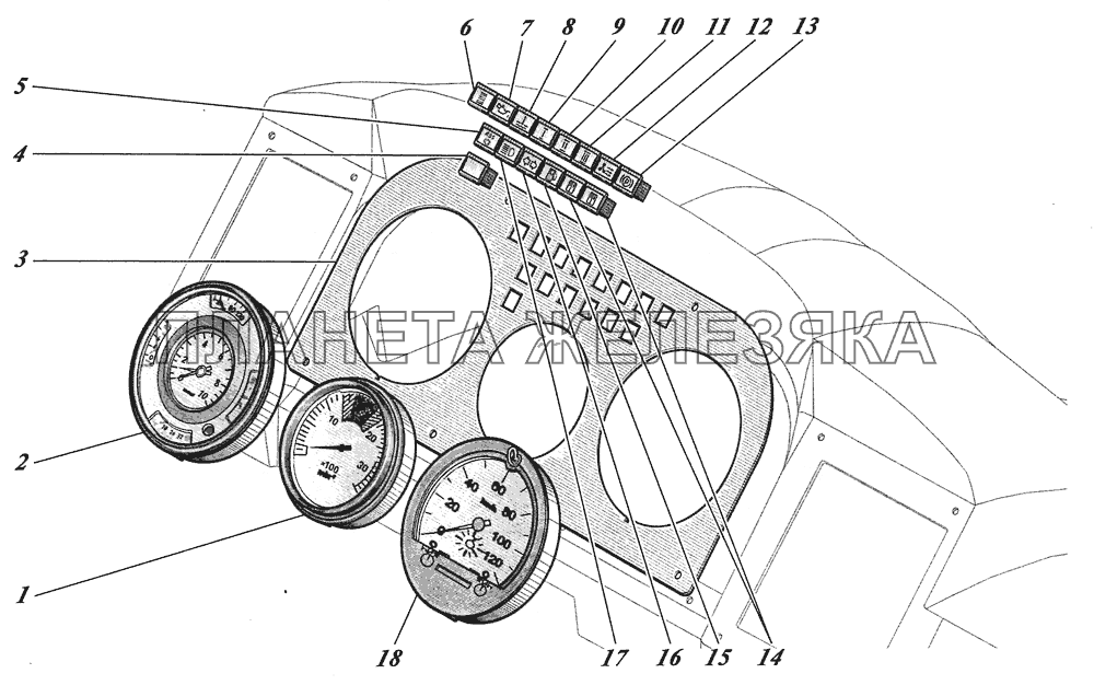  Панель щитка с приборами 4230-3805004-40 КАВЗ-4238 