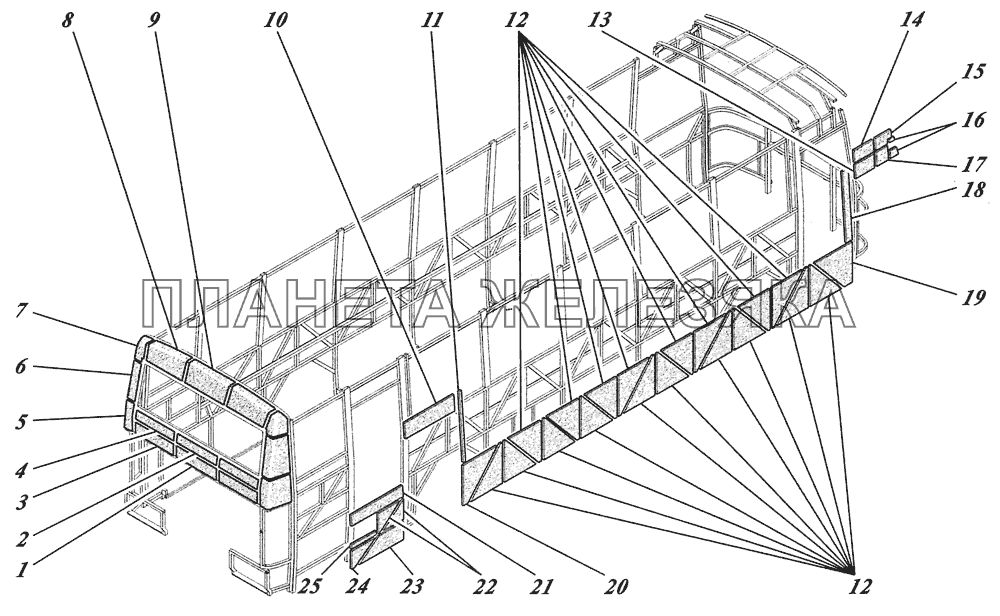  Установка термошумоизоляции кузова 4238-5012002 КАВЗ-4238 