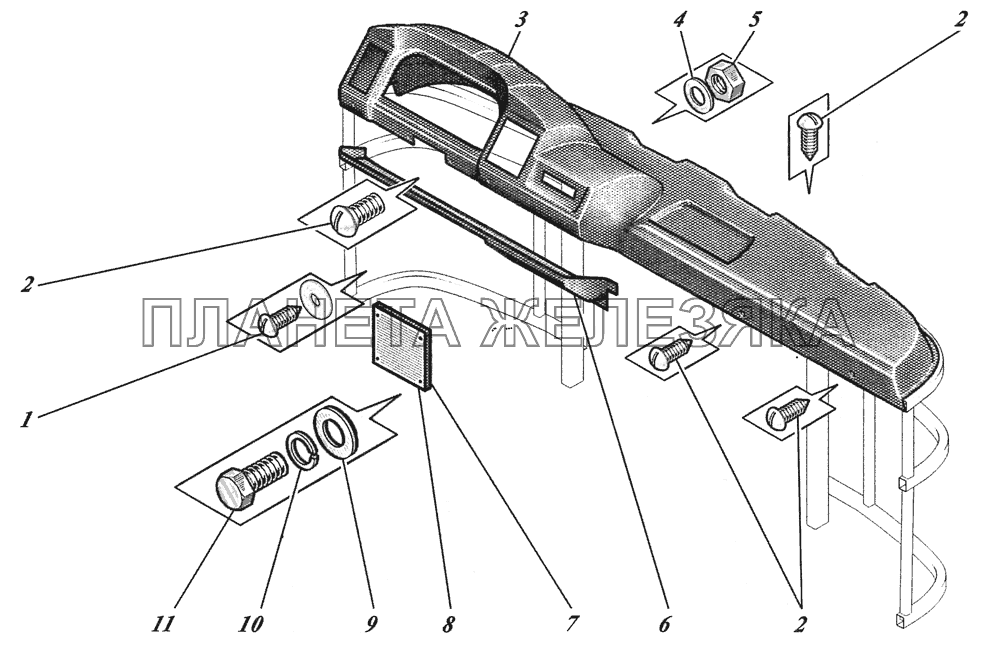  Установка панели щитка приборов 4235-5325002 КАВЗ-4238 