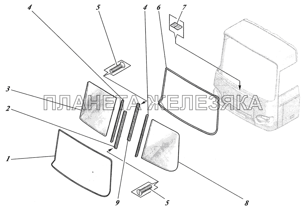  Установка ветрового окна 4230-5206002-10 КАВЗ-4238 