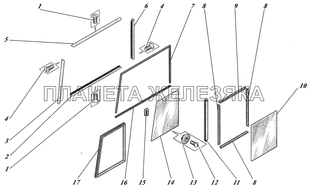  Форточка водительского окна 4230-5403030 КАВЗ-4238 