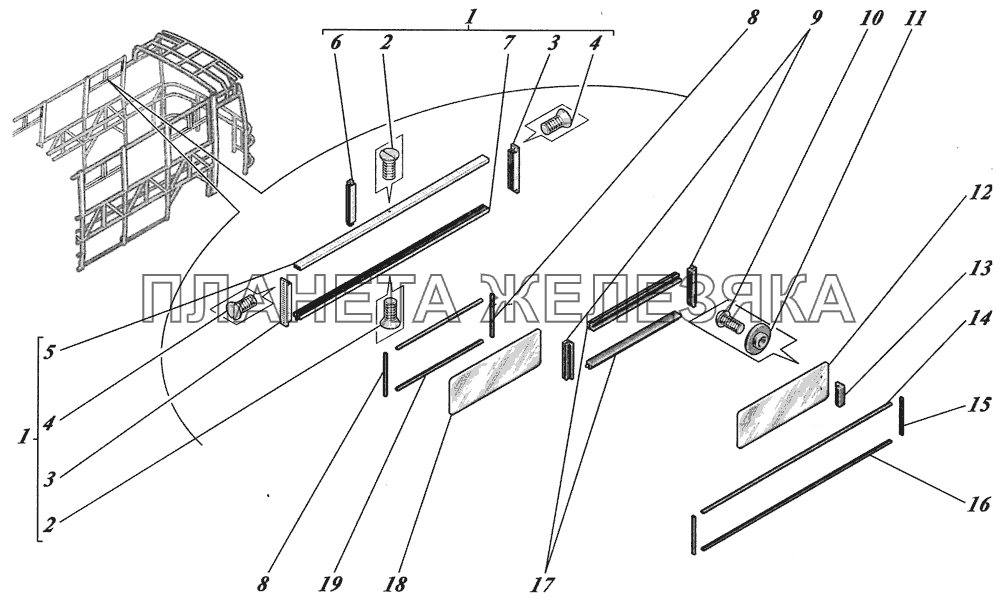  Форточка окна боковины 4238-5403254 КАВЗ-4238 