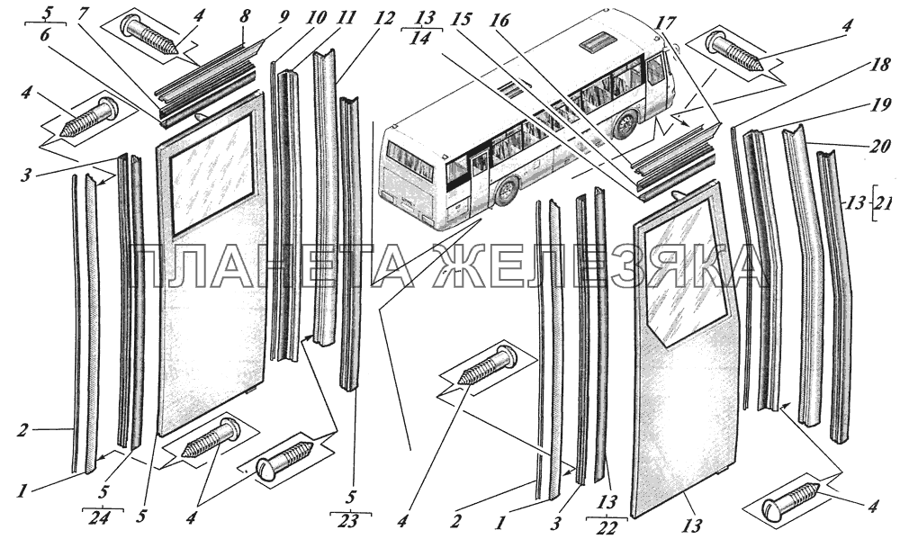  Установка дверей 4230-6100002-20 КАВЗ-4238 