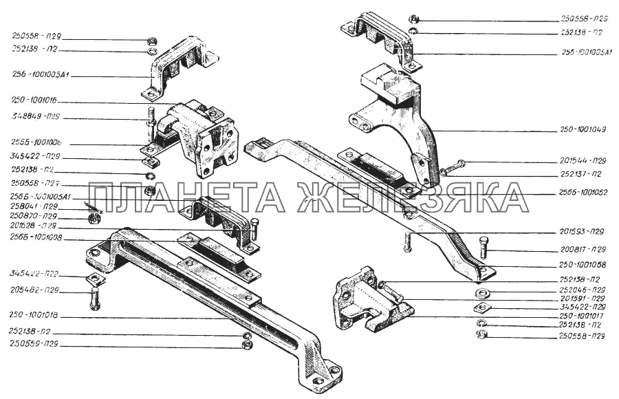 Крепление силового агрегата КрАЗ-250