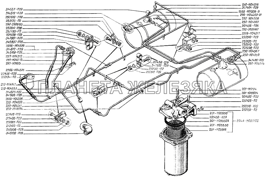 Топливопроводы КрАЗ-250