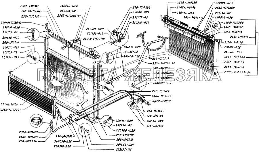 Шторка с масляным радиатором КрАЗ-250
