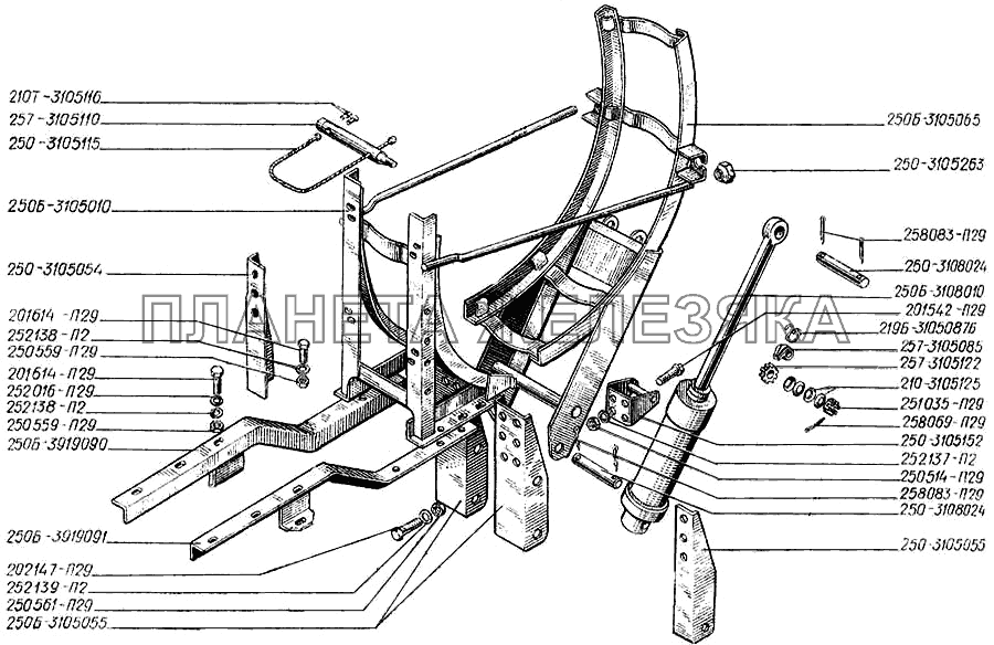 Крепление запасного колеса КрАЗ-250