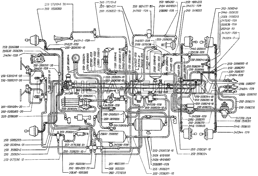 Воздухопроводы КрАЗ-250