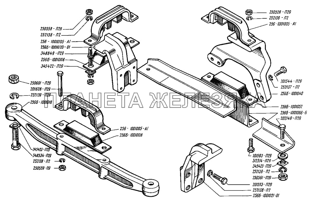 Крепление силового агрегата на шасси КрАЗ-255