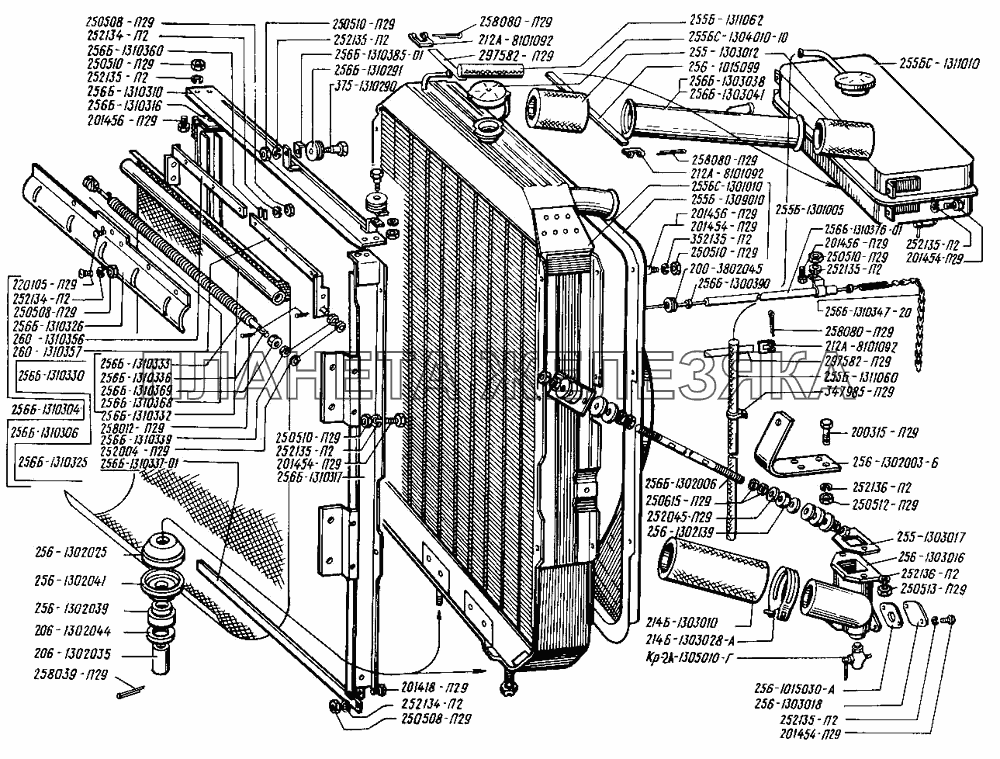 Система охлаждения двигателя КрАЗ-255