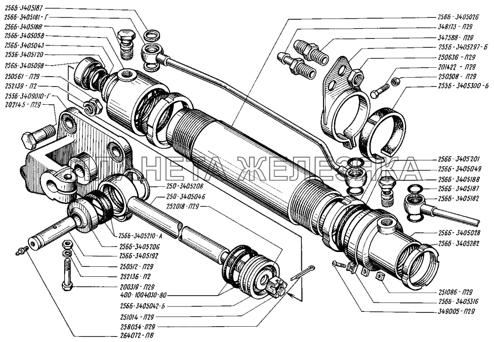 Цилиндр силовой гидроусилителя рулевого управления КрАЗ-255