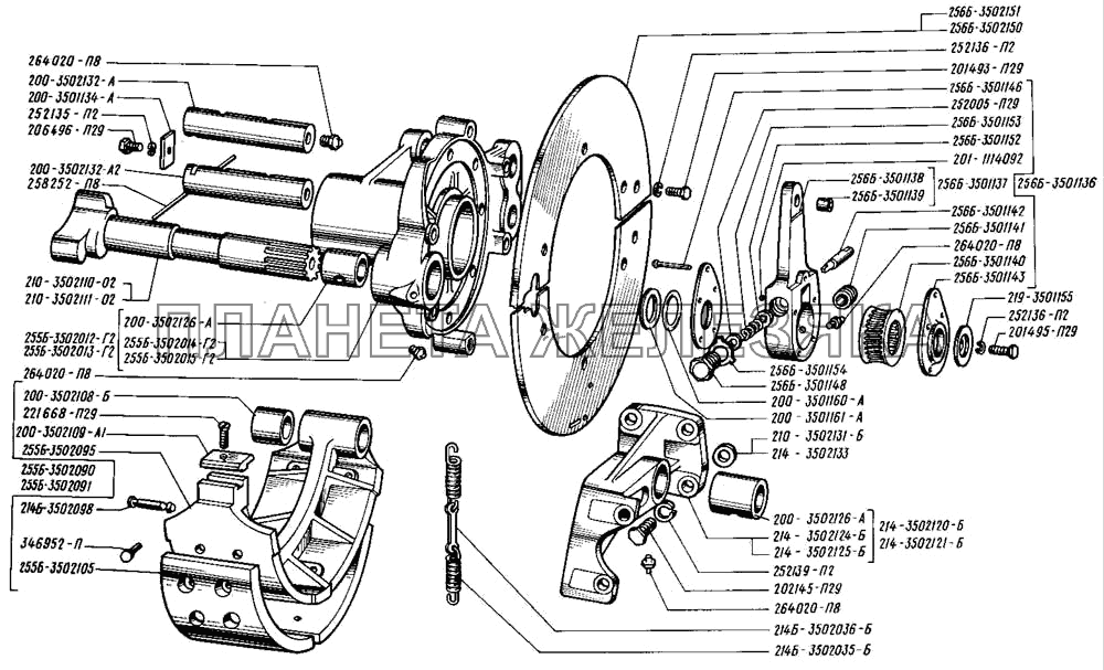 Тормоза рабочие задние КрАЗ-255