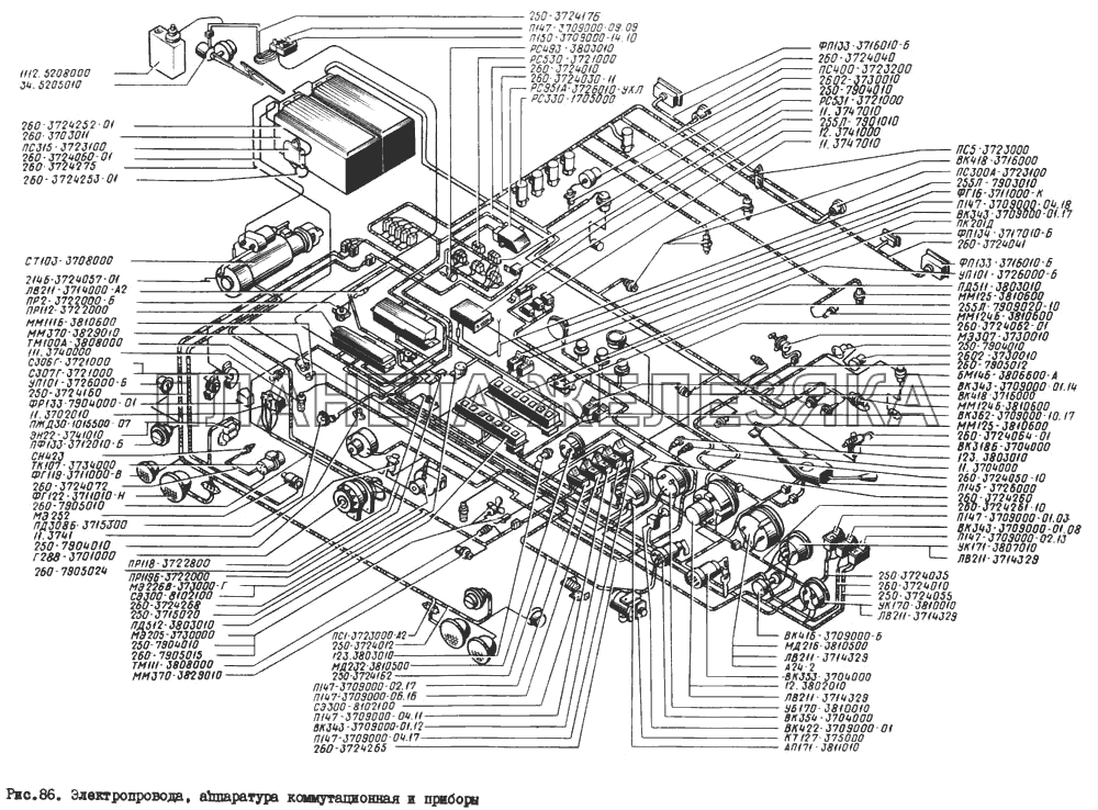 Электропровода, аппаратура коммутационная и приборы КрАЗ-260