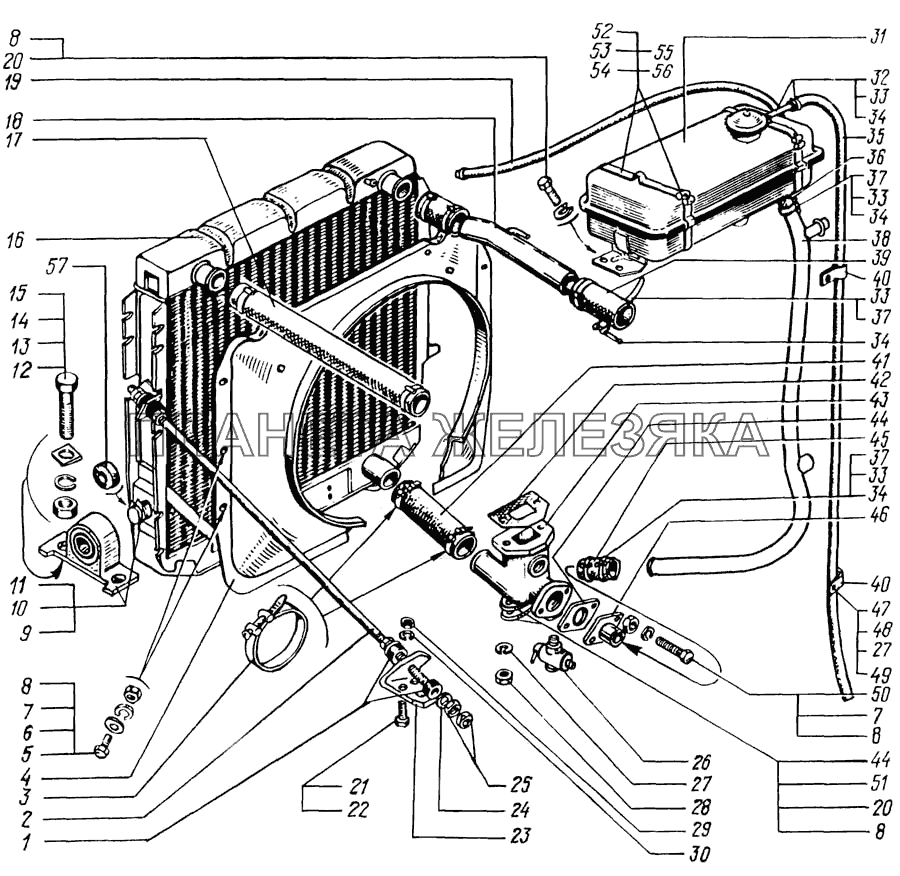 Радиатор с кожухом и расширительным бачком КрАЗ-6322 (шасси)