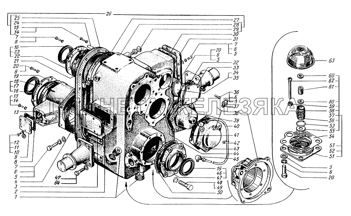 Картеры и крышки раздаточной коробки КрАЗ-63221