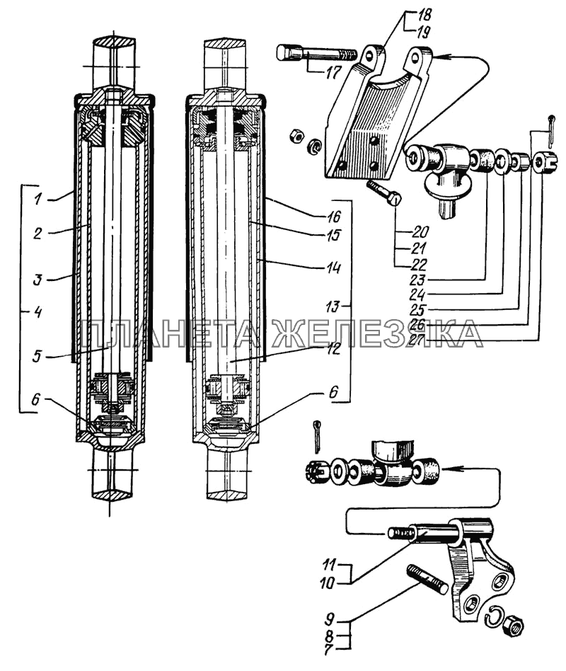 Амортизатор передней подвески КрАЗ-6322 (шасси)