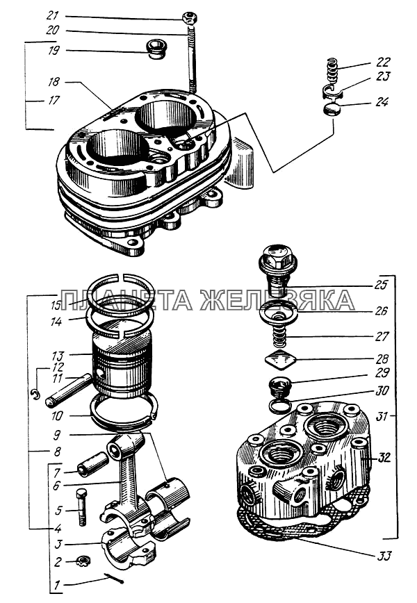 Головка и блок цилиндров компрессора КрАЗ-6446