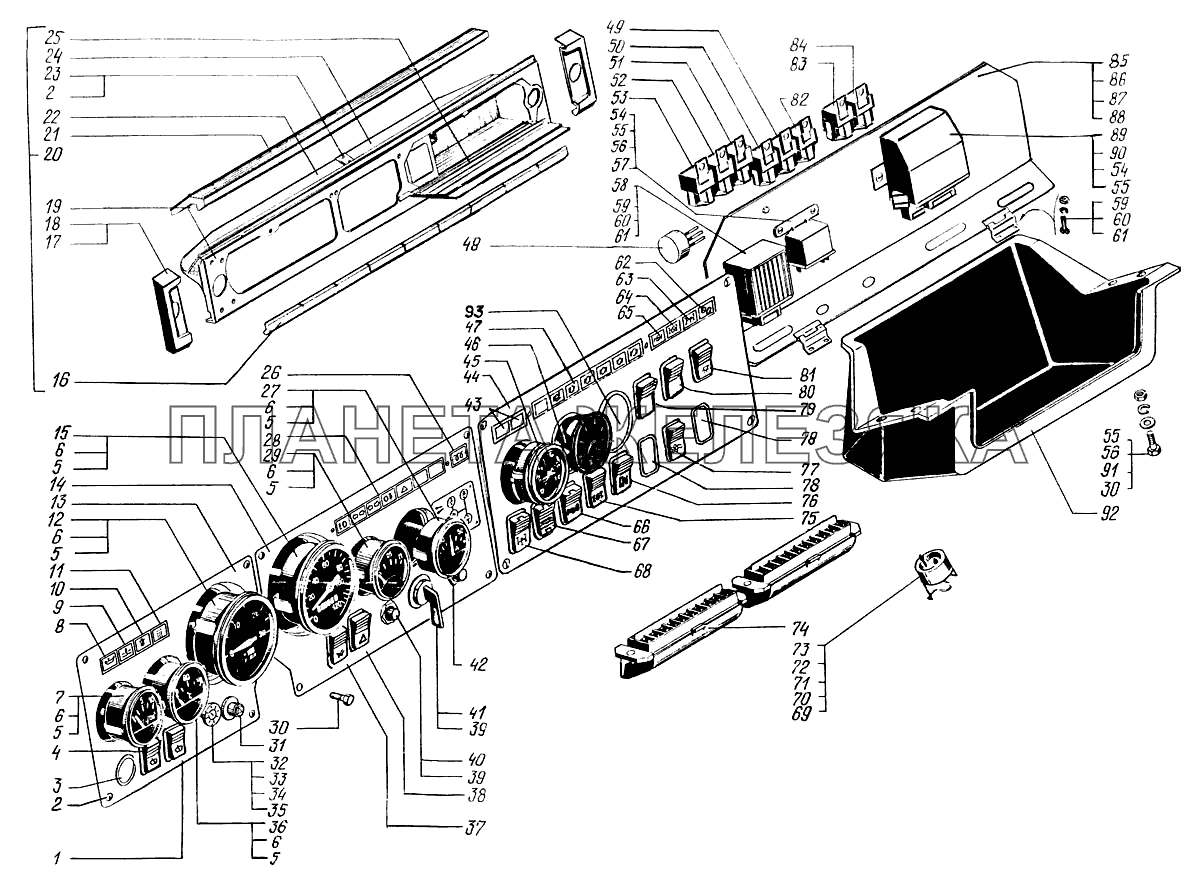 Панель приборов КрАЗ-6322 (шасси)